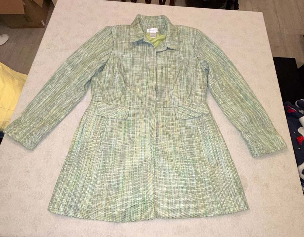 Worthington Women's Green Tweed Longline Coat Jacket